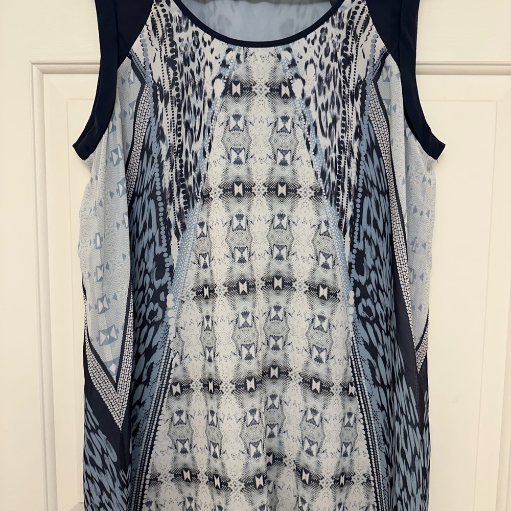 Elegant Blue Patterned Women's Blouse